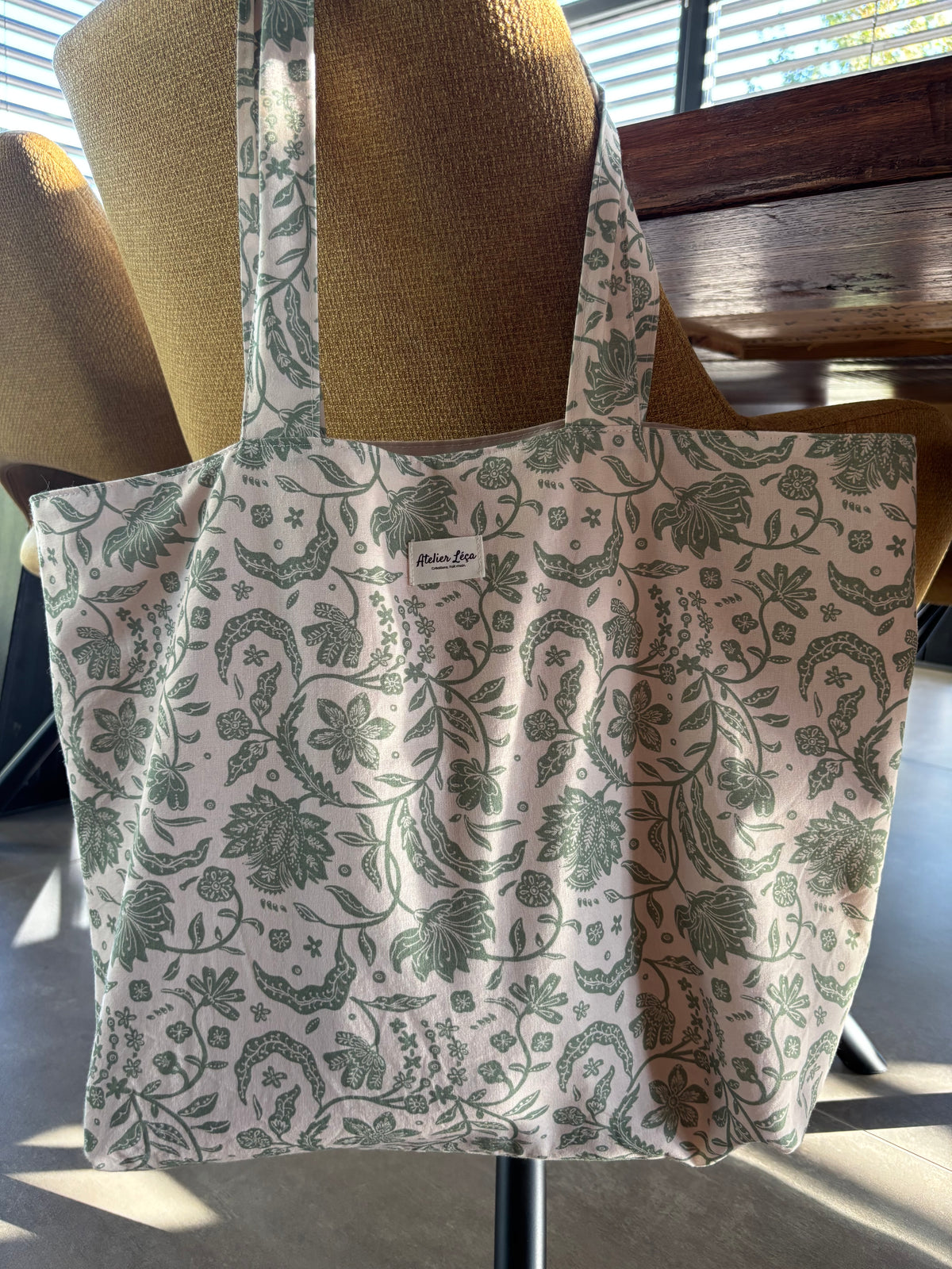 Sac fourre-tout beige / vert
