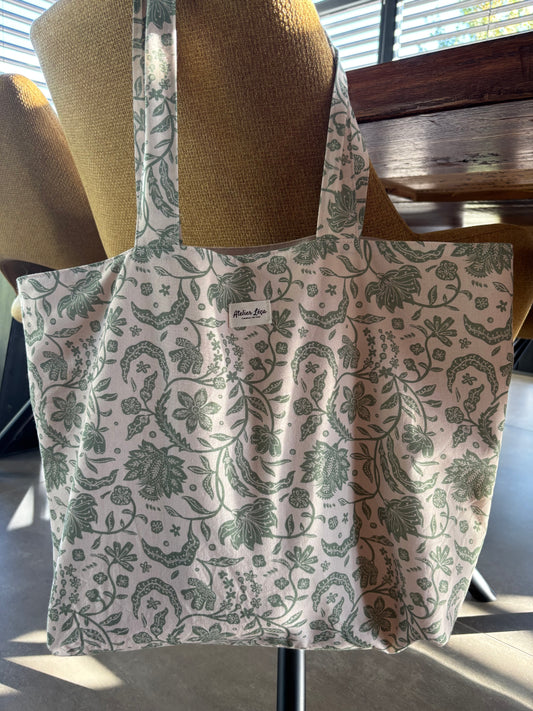 Sac fourre-tout beige / vert