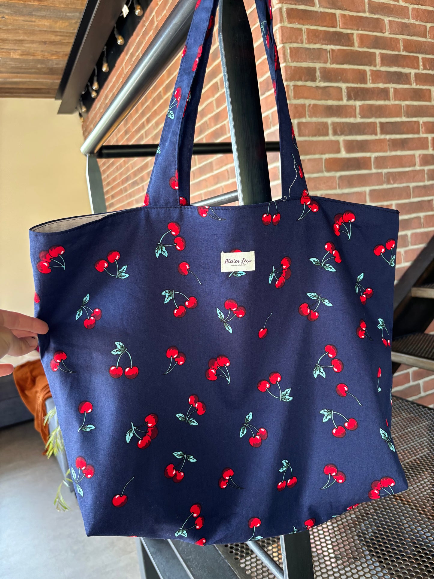 Sac fourre-tout cerises / marine