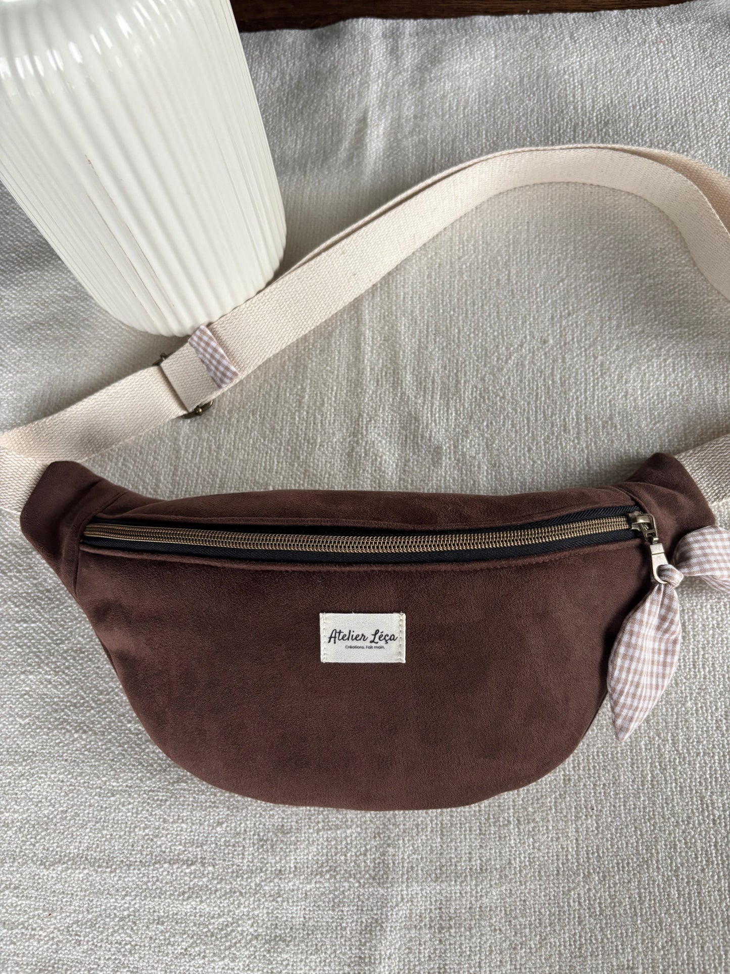 Sac banane cuire / daim personnalisé