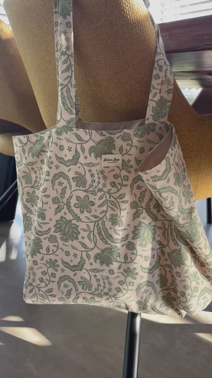 Sac fourre-tout beige / vert